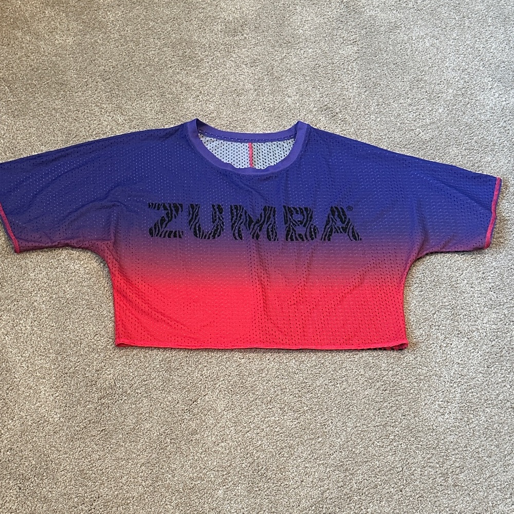 Zumba Fitness Purple and Pink Mesh Gradient Crop Top